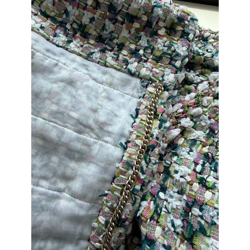 Chanel Fantasy Tweed Jacket Coat Size 50 Multicolor Silk Lined Owl Buttons - Picture 12 of 16
